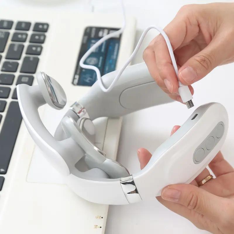 Portable 4D Electric Neck & Shoulder Massager USB Rechargeable Heating Hot Pressing Magnetic Pulse Neck Massage Instrument