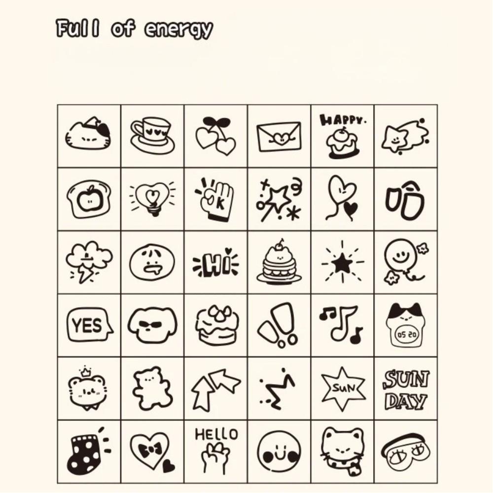 Sada 36 ks Akrylová krabička Sada dřevěných razítek Každodenní život Mini dřevěná razítka Dekorace pro scrapbooking