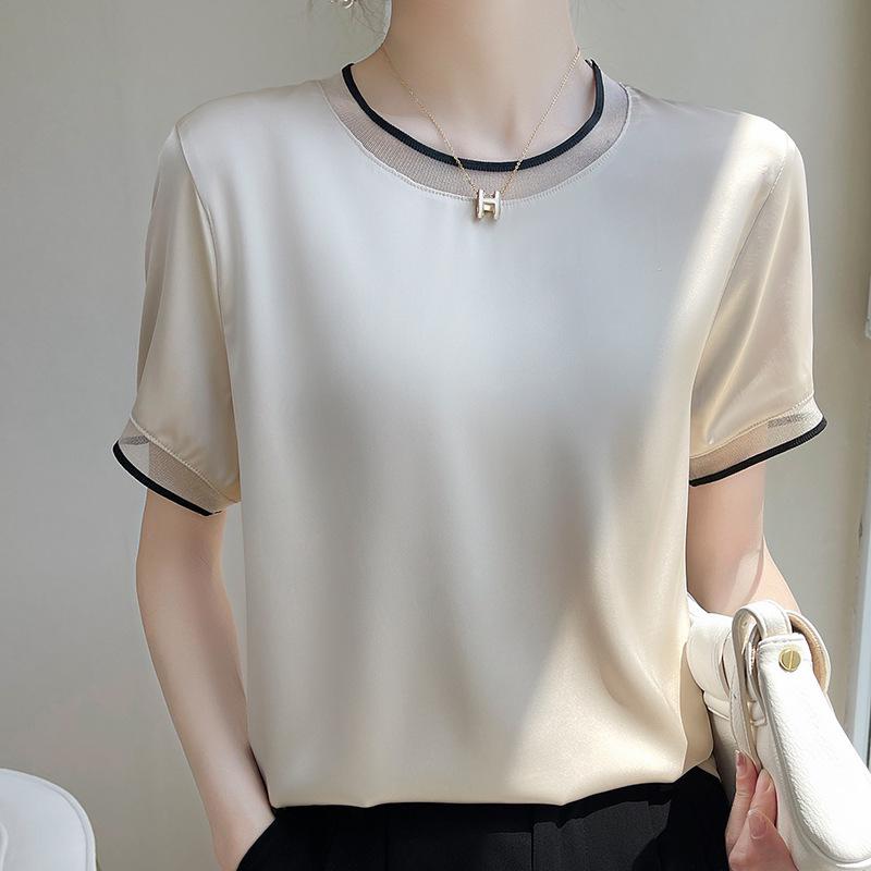 Women's Heavyweight Short Sleeve Crew Neck Mesh Base Layer T-Shirt in White