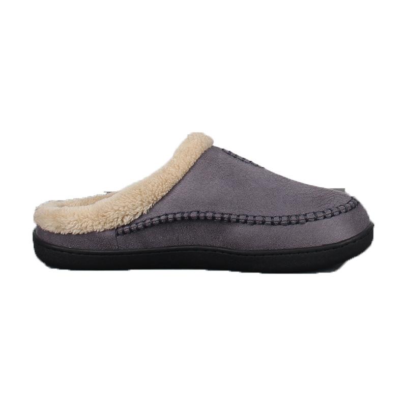 Men's Slippers Home Winter Indoor Plush Warm Shoes Thick Bottom Plush Waterproof Leather House Slippers Man Suede Cotton Shoes