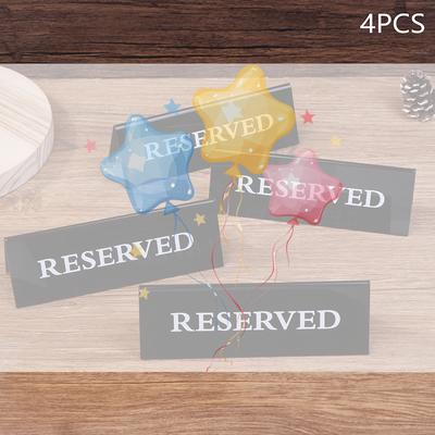 4Pcs Acrylic Table Card Sign Hotel Restaurant Reserved Table Signs Reminder Sign For Wedding Birthday Party Decorations