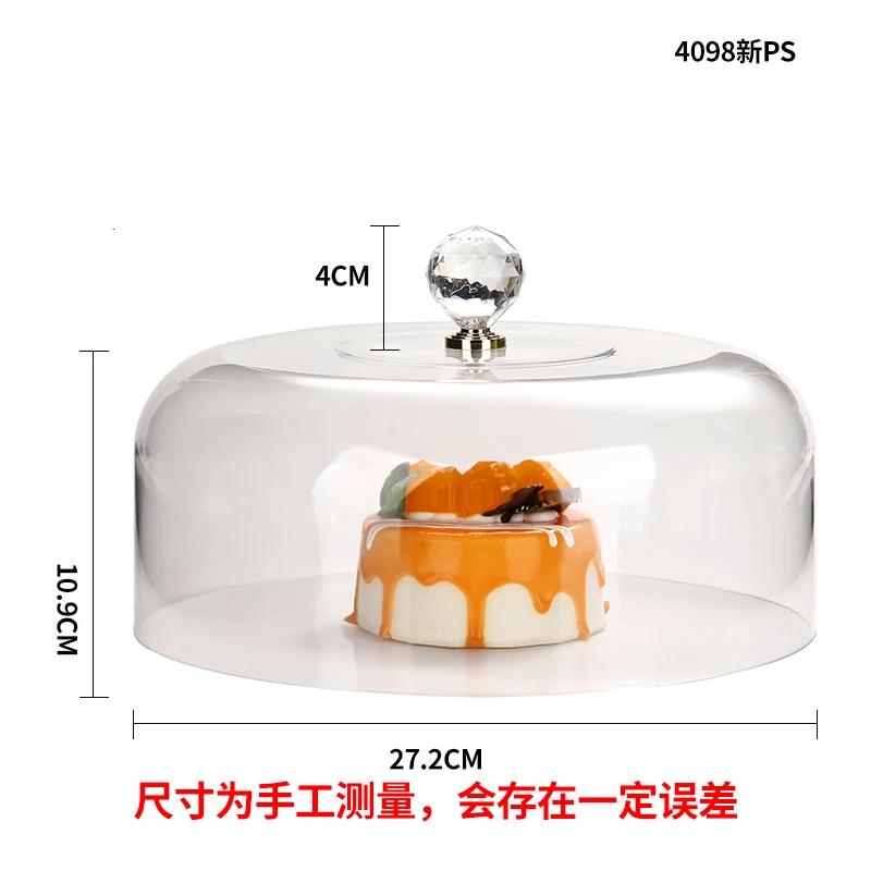Cake Stand Wooden Pallets Acrylic Cake Lid Transparent Dust Cover Cake Pan Display Stand Dim Sum Dish Snack Tray Fruit Plate