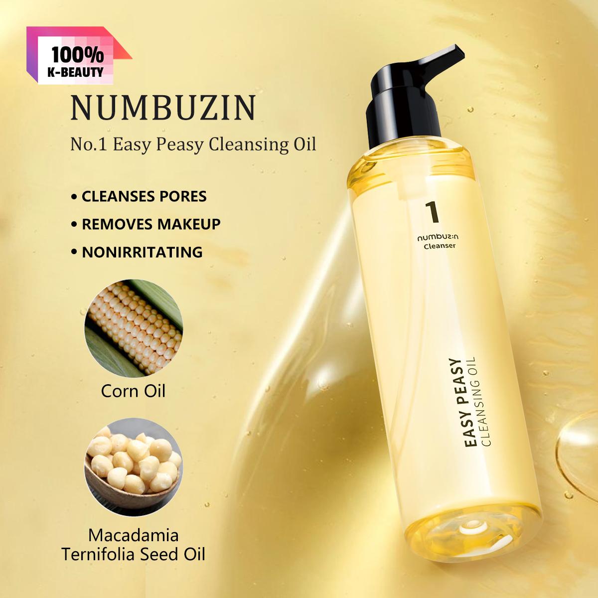 numbuzin No.1 Easy Peasy Cleansing Oil 200ml, Light Oil Texture, Emulsify Quickly, Non-comedogenic, Korean Cosmetics, Korean Skincare 200ml/6.76fl.oz