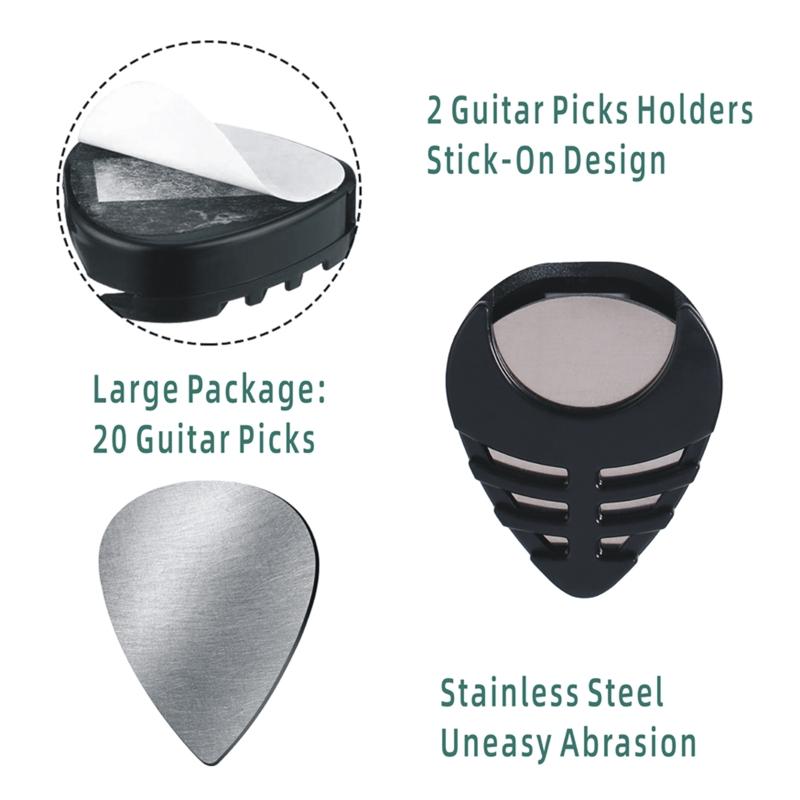 0.3mm Stainless Steel and Metal Guitar Picks with Holder and Storage Box