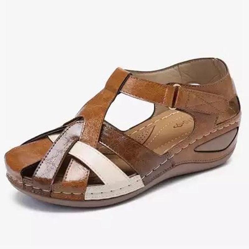 Sommer Damen Sandalen Keilabsatz Schuhe Frau Geschlossene Zehe Ausgehöhlt Sandales femmes Keilabsatz Weibliche Pantoletten Slip On Slide Sandalen WSH4064