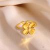 Gold Color Flower Rings For Women Aesthetic Geometry Stainless Steel Star Anillos Party Wedding Jewelry Elegant Gift Christmas