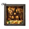 Craft Gifts for Adults DIY Lighted Halloween Ghost Shadow Box Kit, Wooden Frame LED Warm Light, Gothic Bedroom Decor Memory with Crystal Glass Panel,