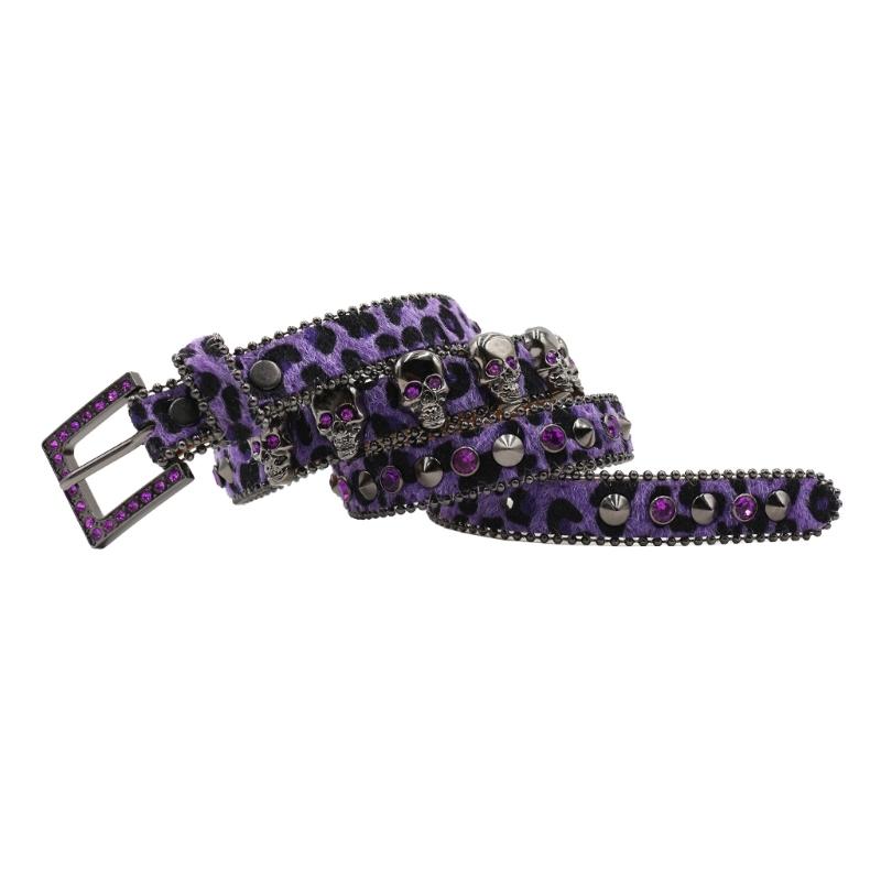 Trendy Waist Belt Studded Rhinestones Crystal for Street Dance Rivets Belt Livehouse Punk Waist Chain Skull Buckle