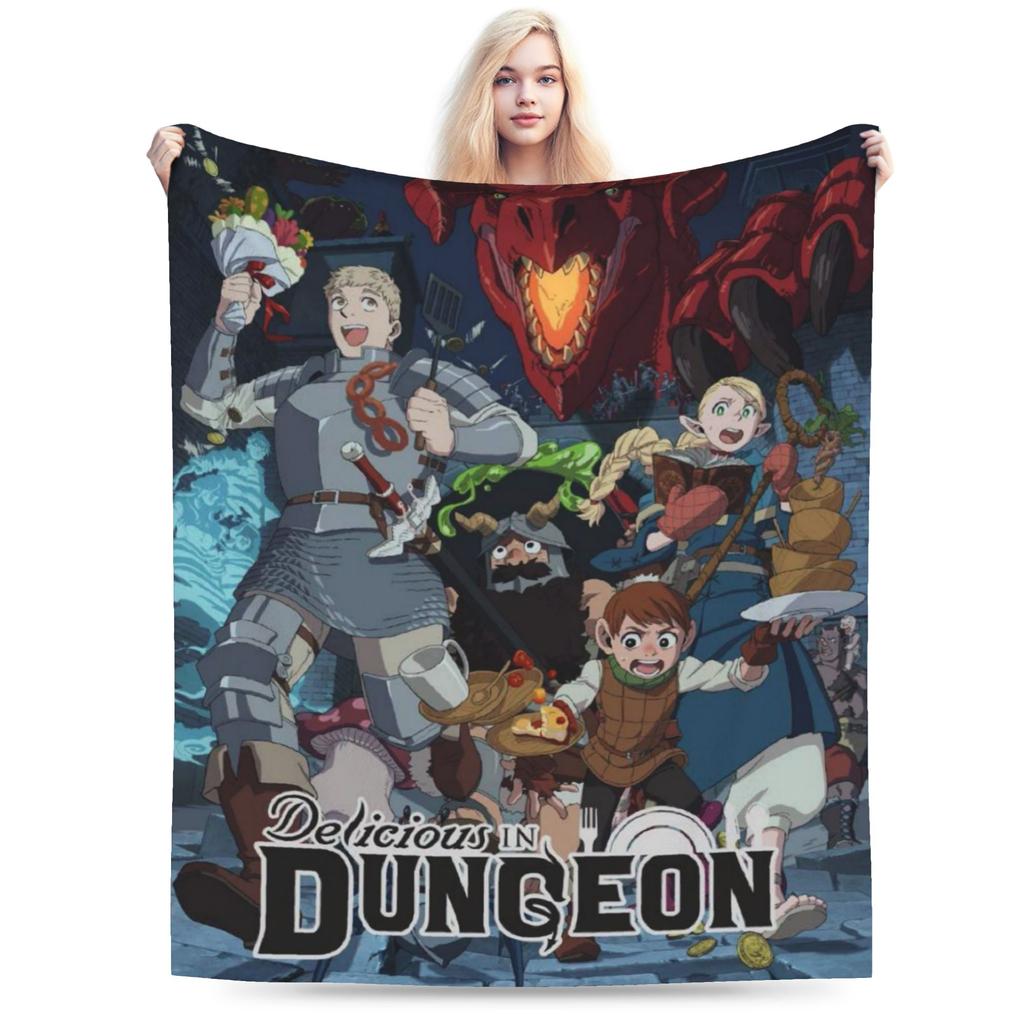 Super Soft Deliciousd in Dungeons Marcille and Senshi Throw Blanket Premium Flannel Bed Blanket Cozy Fluffy Blankets All Season