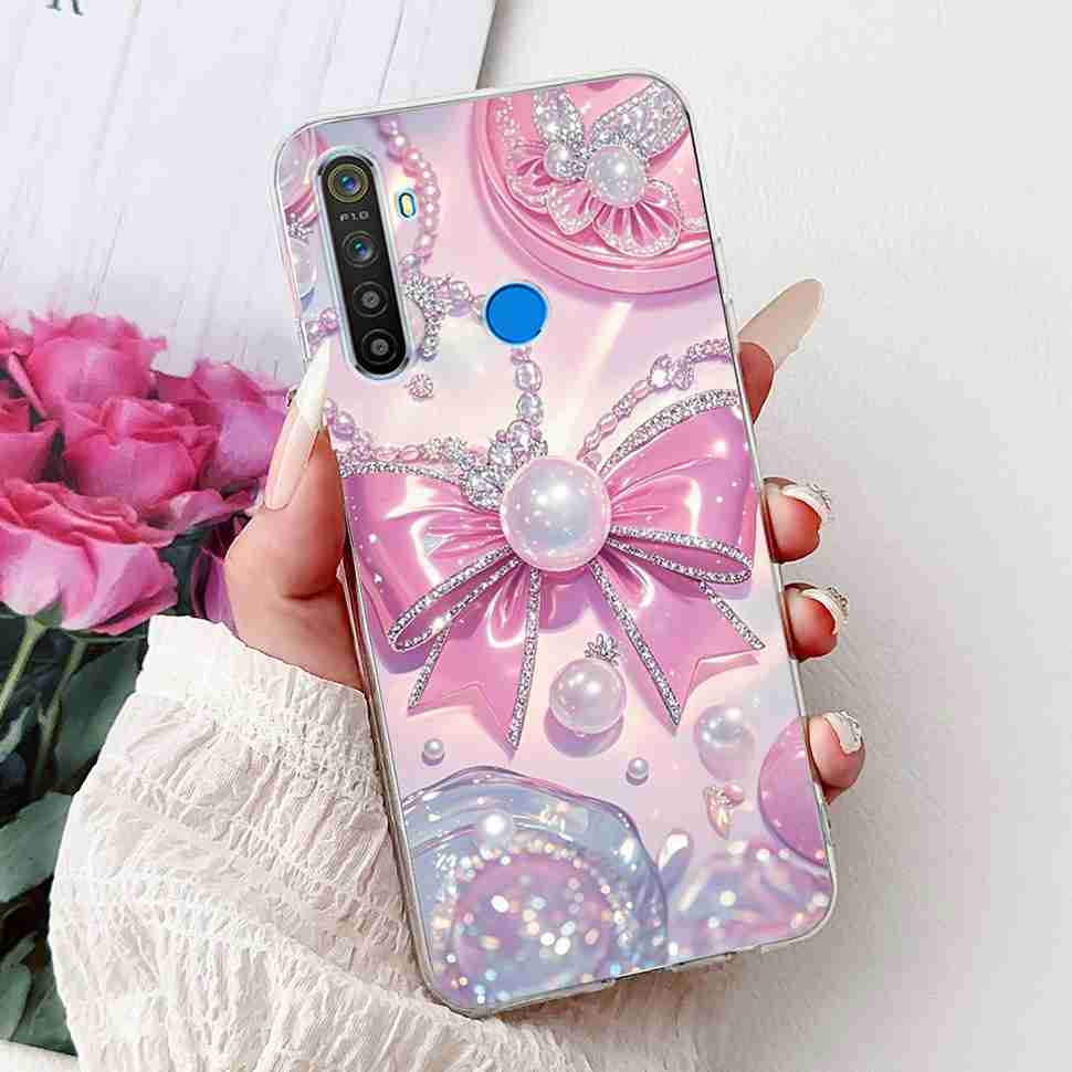 For Realme 5 RMX1911 6.5" Case Fashion Colorful Flower Soft Silicone TPU Cover For Oppo Realme5 RMX1919 Butterfly Bumper Shell