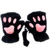 Half-finger Cat Claw Gloves Girl Winter Cute Warm Gloves Winter Plush Thickened Five-finger Plush Gloves
