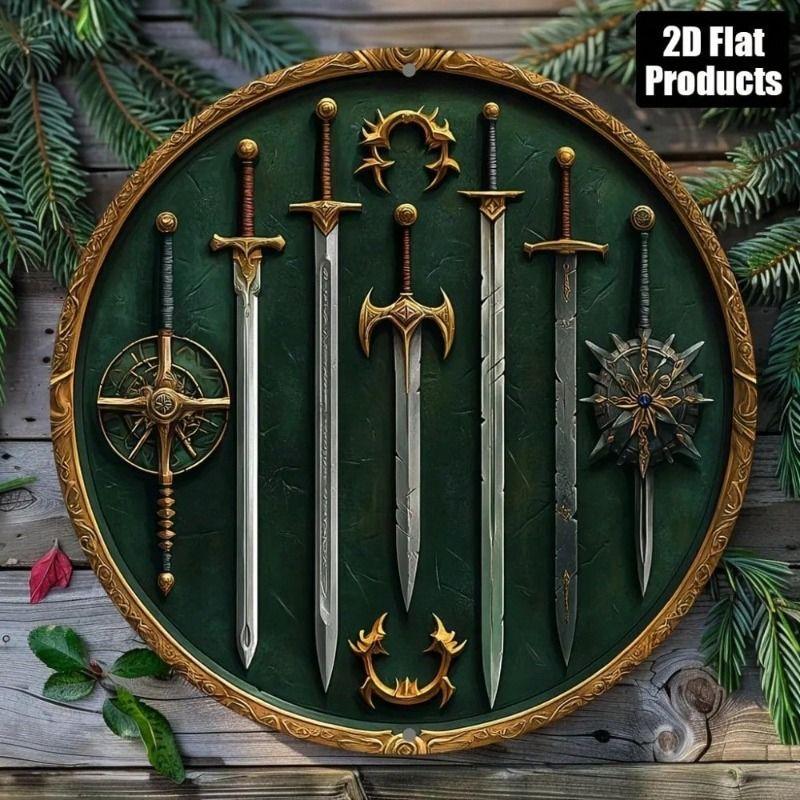 

Vintage Green Gold Sword Metal Poster Wall Decor Home Bar Cafe