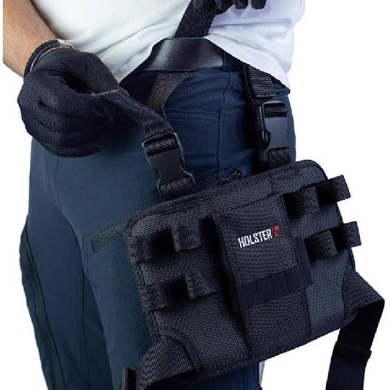 Holster Z 2.0 Tool Pouch, Multi-Tool Electrician Tools Pouch with Leg Tool Belt, Work Bag for Electrician, Repairman, HVAC Techs, Black with Belt