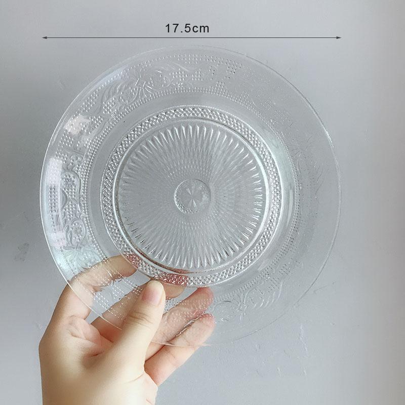 Plateau Glass Simple Transparent Embossed Lead-free Breakfast Plate 6-inch Small Fruit Plate Heat-resistant Kitchen Products