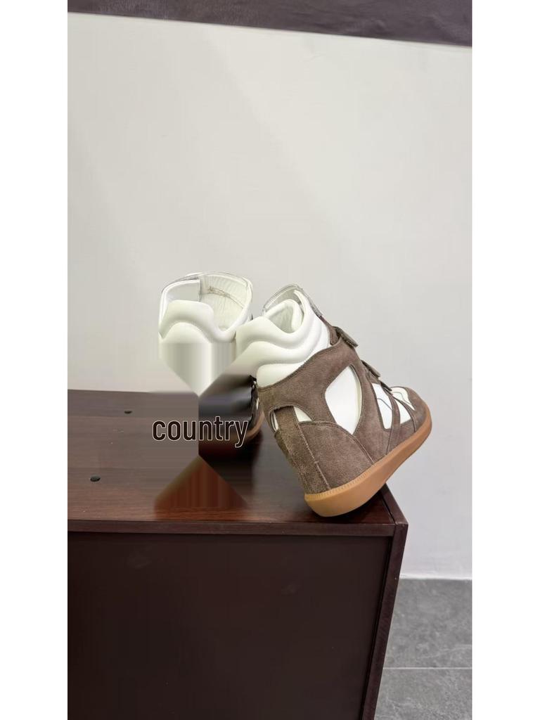 Autumn 2025 Velcro Women's Color Block High-Top Wedge Sneakers with Hidden Heel