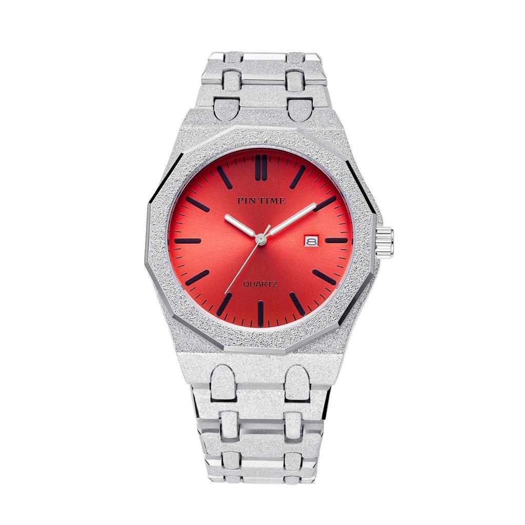 Fashion Men's Quartz Wristwatch - Frosted Stainless Steel Band, Multiple Color Dials, Casual & Business Watch