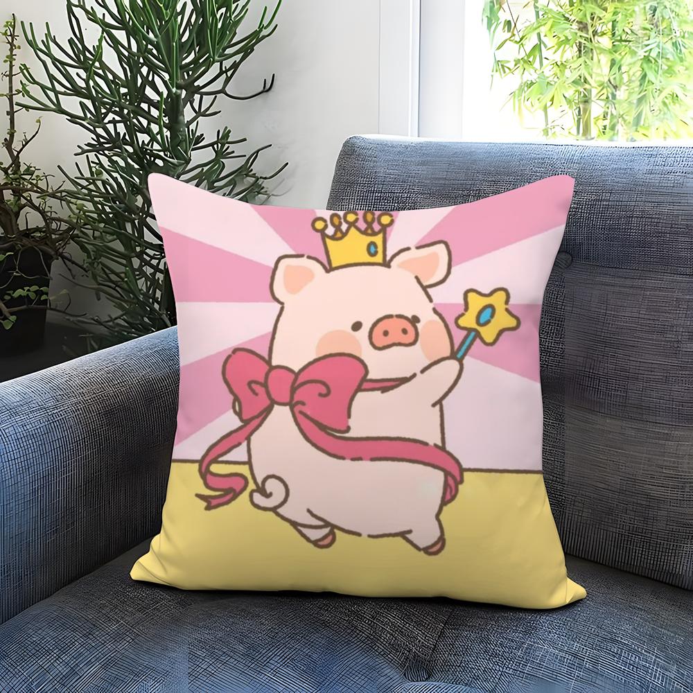 Cartoon Pig Pink L-Lulu Cushion Cover Comfortable Reversible Pillow Cover Ideal for Car Sofa Bedroom & Beyond