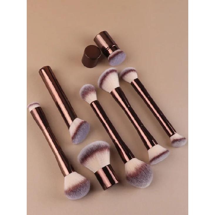 22pcs Professional Makeup Tools Set With Velvet Bag,20pcs Soft Long Aluminum Tube Makeup Brush Set+2pcs Powder Puffs Accessories