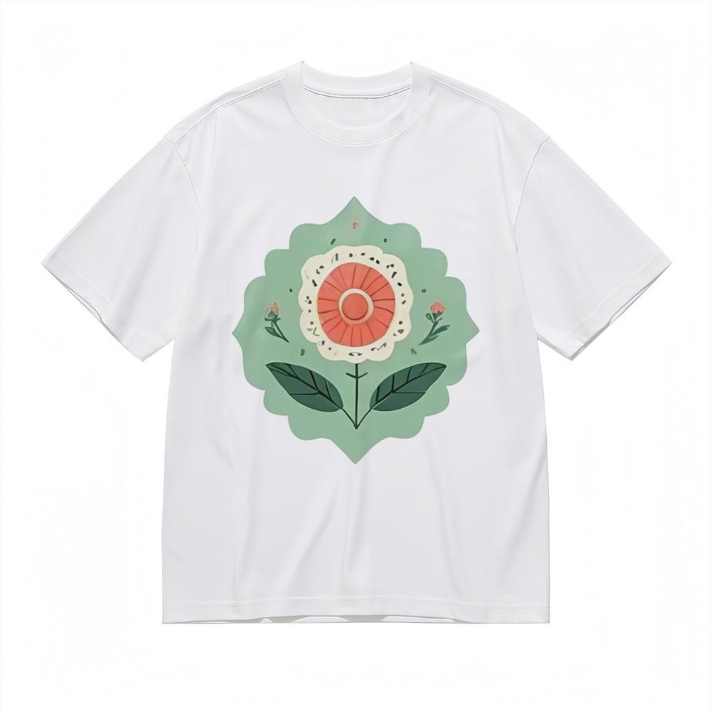 

Women s Soft Breathable All Season Classic T-Shirt Floral With Green Frame Tee 4XL