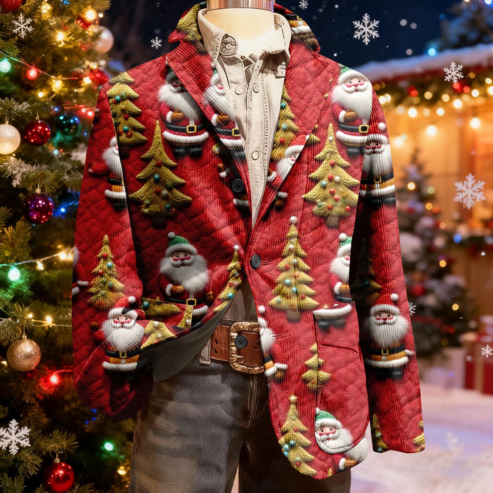 

Мужской уродливый рождественский вельветовый теплый карманный пиджак-кардиган, мужской повседневный костюм XXXL