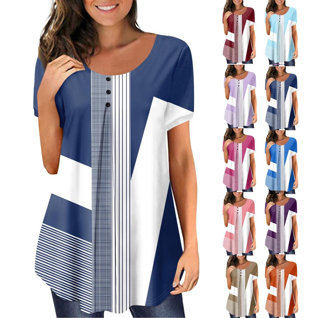 Women's Top Short Sleeve Crop Tops Casual T-Shirt O-Neck Blouse Fashion Sweatshirt Women's Print Shirt Top