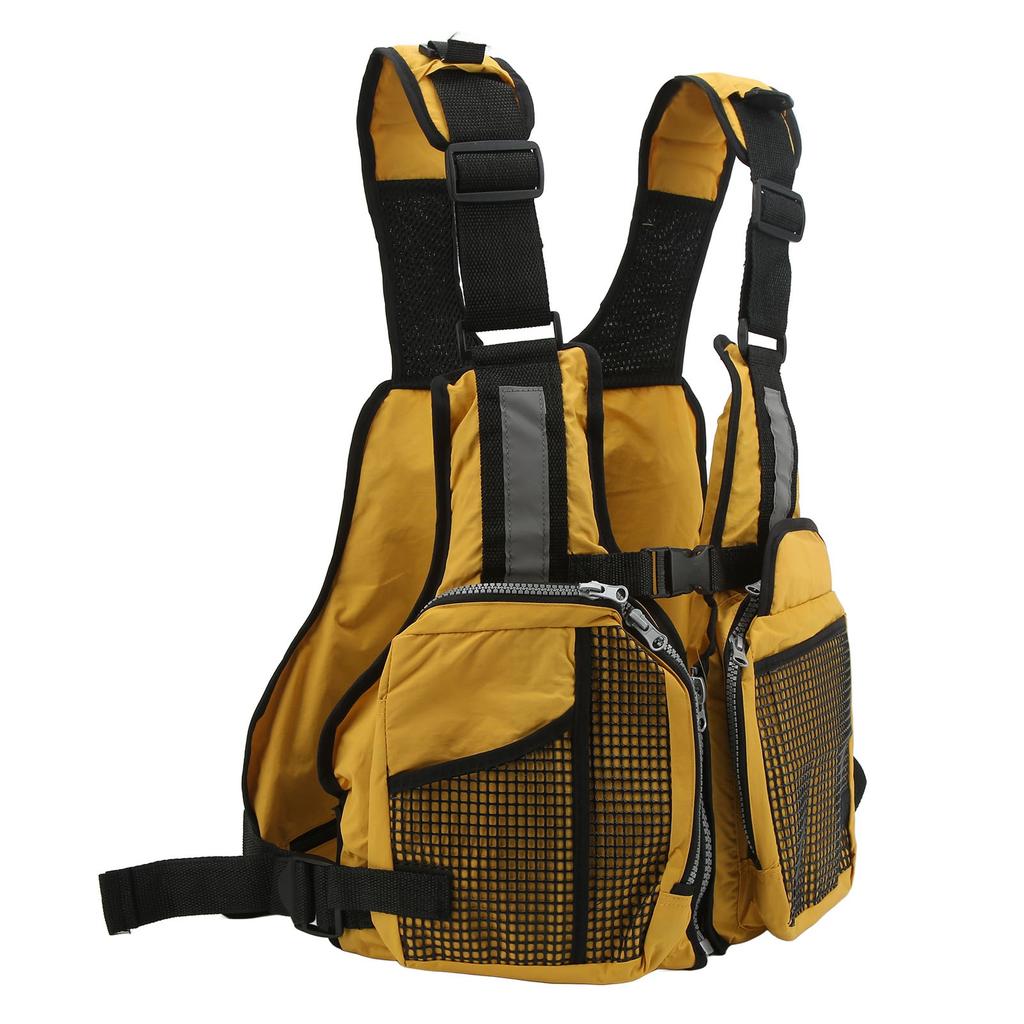 Fishing Vest Backpack Adjustable Breathable Outdoor Fishing Vest Yellow Free Size