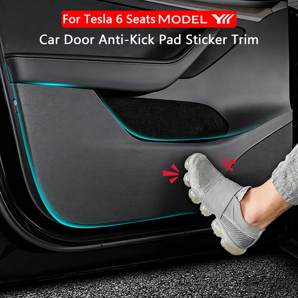 Per Tesla Model YL 6 Posti Auto Porta Anti-Calcio Pellicola Adesiva in Pelle Kit di Finitura Copertura Protettiva Porta Laterale Accessori Interni Auto