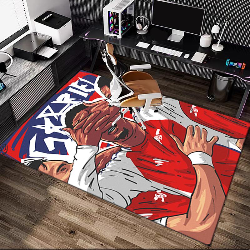 Football Club Print Area Rug, Multi-functional Office Chair Sofa Carpet, Easy Clean Carpet for Home and Living Spaces