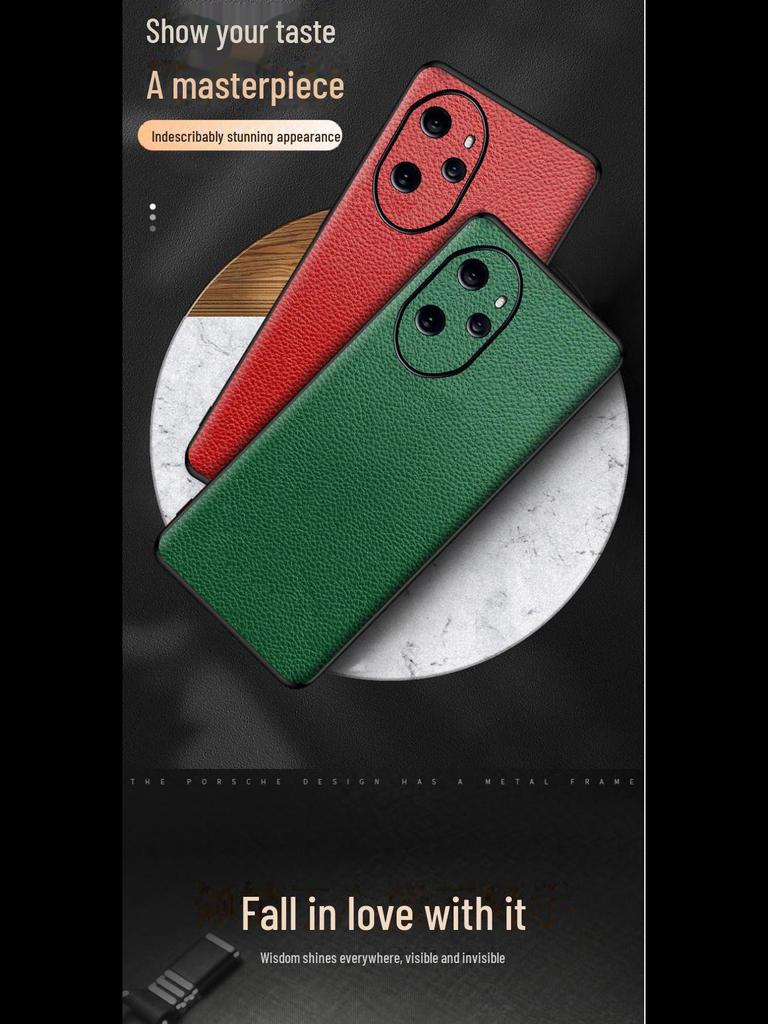 Husă de protecție din piele de vacă din seria Honor 70, model Litchi, all-inclusive, calitate superioară.