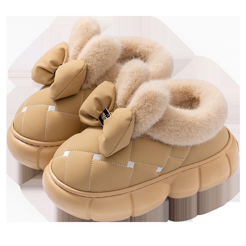 Damen 2025 Winter High-Top Schleifenstiefel: Indoor/Outdoor Rutschfest, Dicksohlig, Wasserdicht Baumwollschuhe