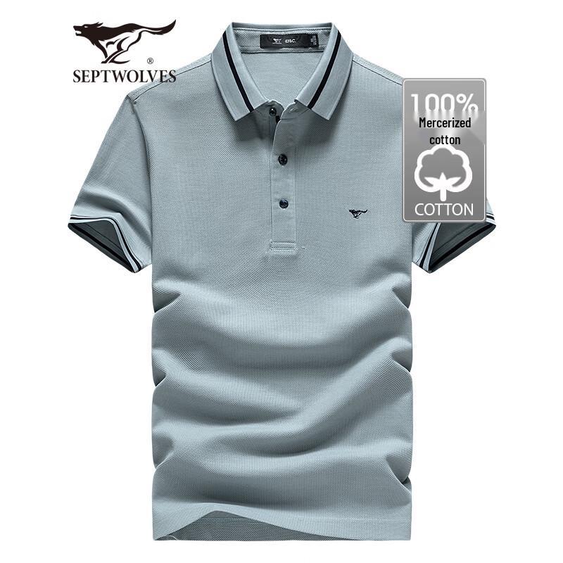 Septwolves Men s Ice Cool Mercerized Cotton Short Sleeve Polo Shirt 4XL 190