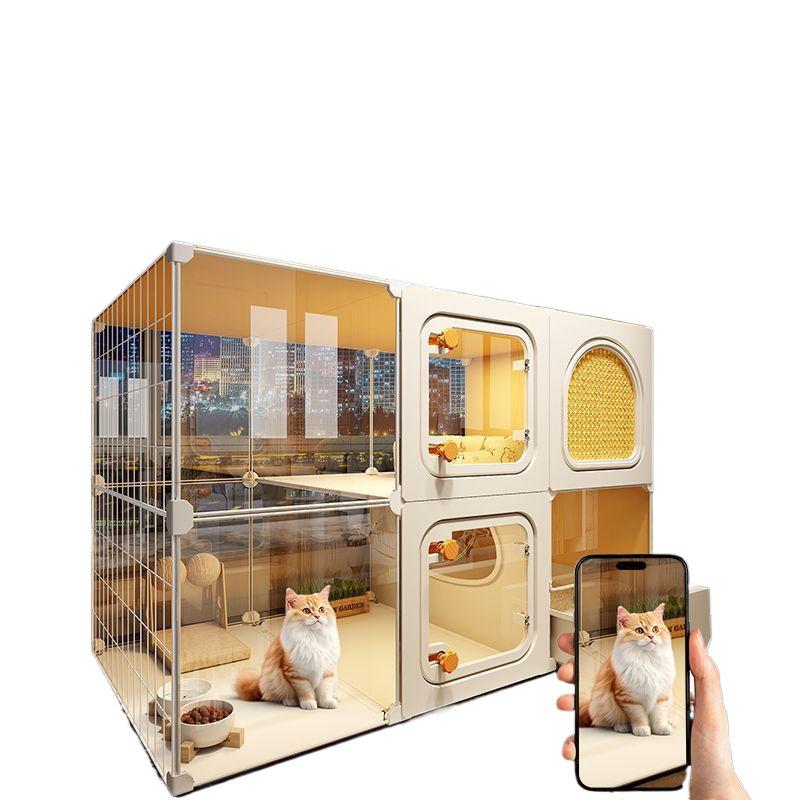 Extra-Large Indoor Cat Villa: One Room, Living Room, Bathroom - Spacious Cat Cage & Nest with Integrated Toilet
