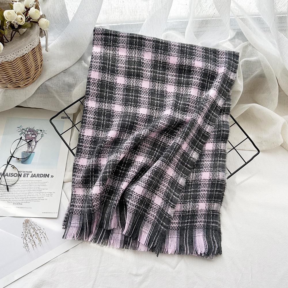 Scarf Autumn and Winter Imitation Cashmere Houndstooth Shawl for Women Trendy and Versatile Warm Long Tassel Scarf