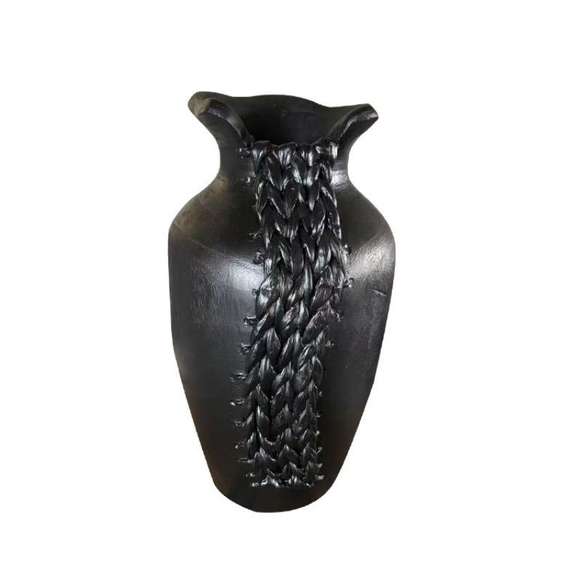 

Creative Wood Grain Vases Living Room Decor Flower Bottle Entrance Hall Vase Ornament Retro Balcony Decorative Flower Vessel чёрный