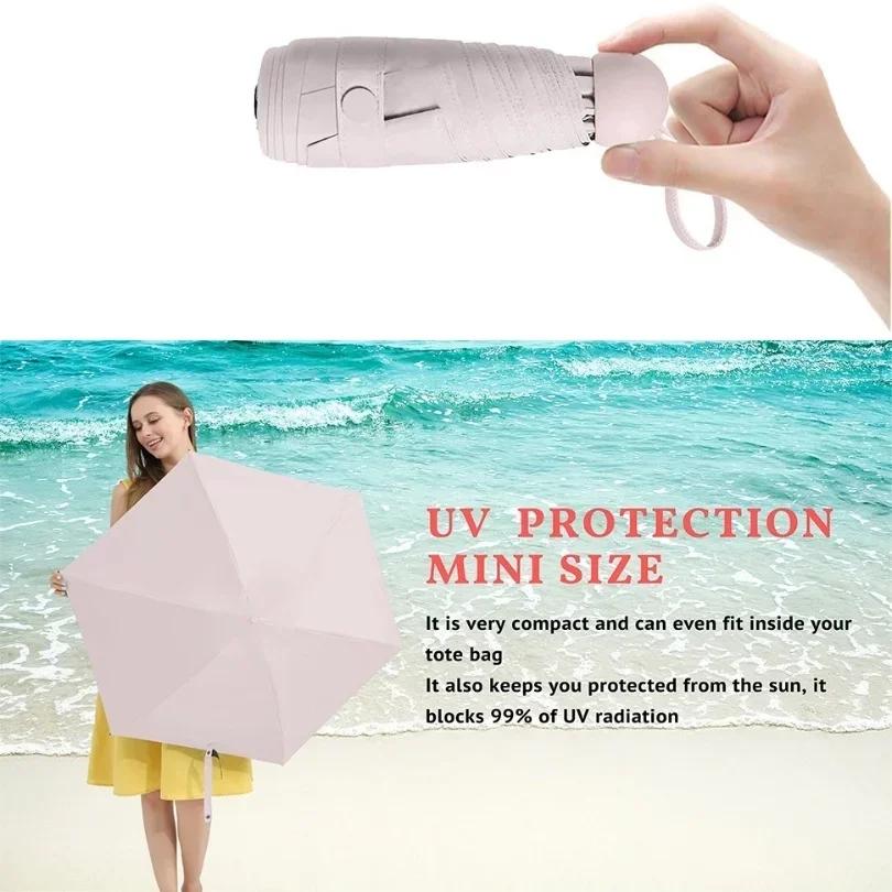 8-Ribs Sun Umbrella Portable Mini Umbrella Sun Protection Capsule Umbrella Parasol with Box UV Folding Pocket  Umbrella