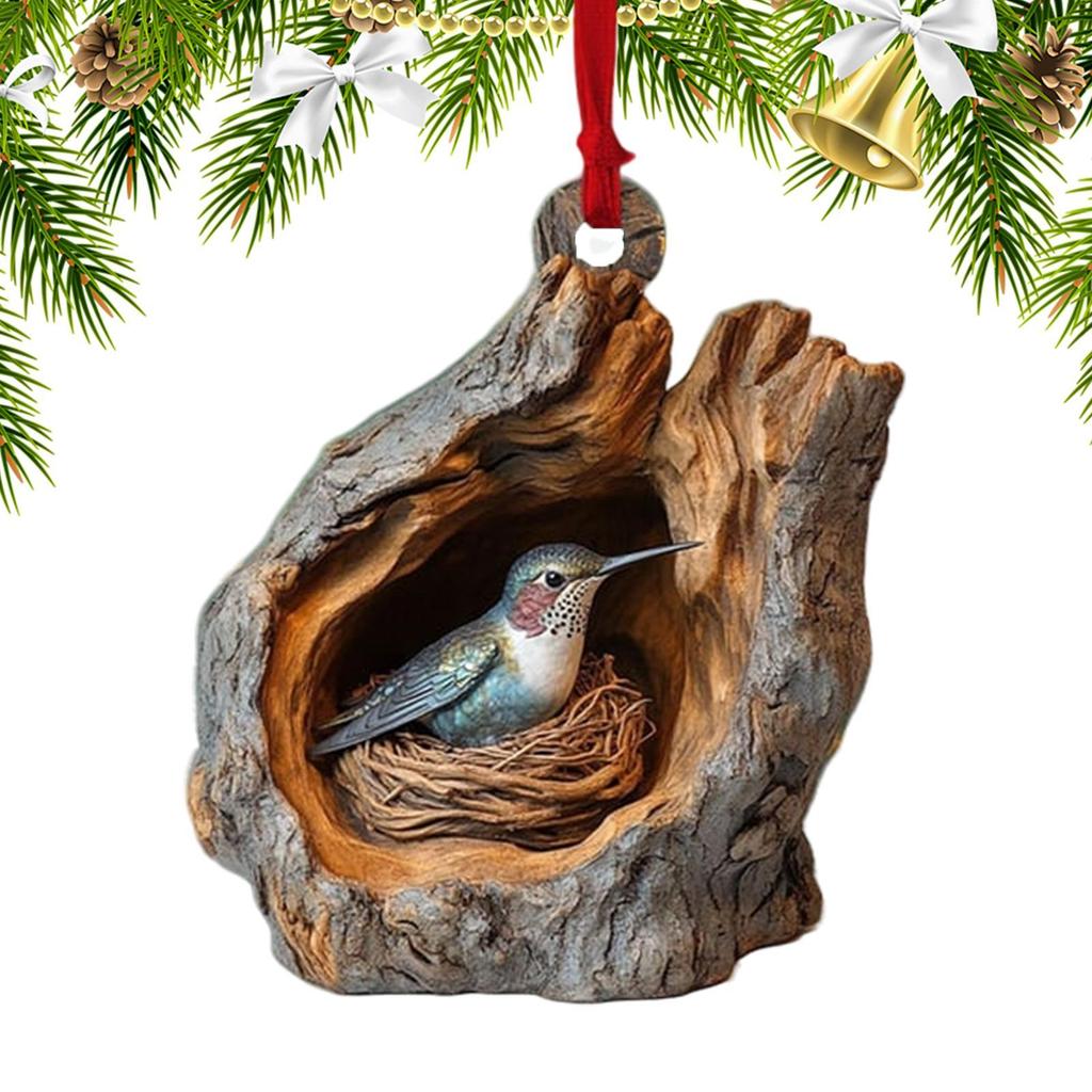 2D Cute Christmas Acrylic Pendant Animal Christmas Ornaments Animal Raccoon Owl Squirrel Hedgehog Bunny Bird Wildlife Ornaments