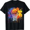 Basketball Colorful Drip Graphic T-Shirt