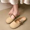 2025 New Summer Baotou Half Drag Fashion Casual Lazy One Pedal Heelless Beanie Shoes French Slippers