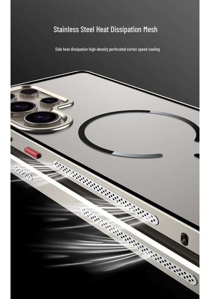 Magnetic Metal Frame Phone Case with Heat Dissipation for Samsung S23 Ultra/S24 Ultra