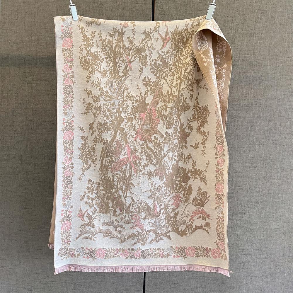 Designer Winter Warm Cashmere Scarves Women Floral Print Thicken Pashmina Shawl Elegant Lady Wool Poncho Windproof Pareo