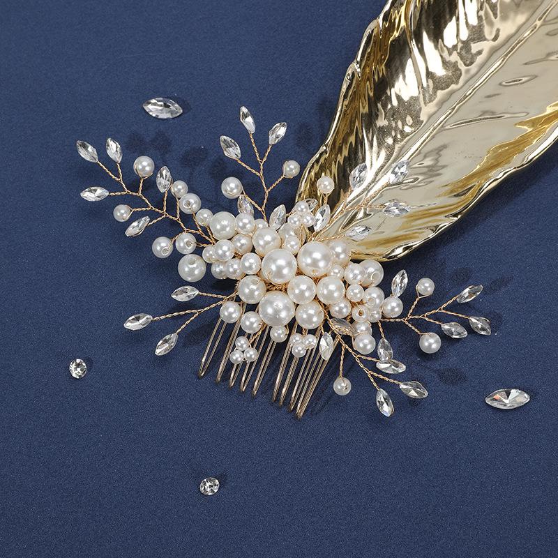 Luxury European Rhinestone Pearl Wedding Hair Comb