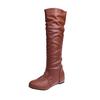 Large Size Women's Boots Women's Boots Europe Station Solid Color Folded Medium Boots