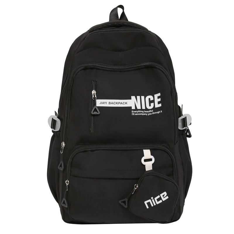 

Рюкзак школьный с принтом букв, для учеников средней школы, большой вместимости, легкий, для кампуса, с кошельком для монет чёрный