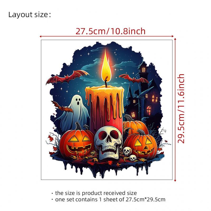 Pumpkin Wall Break Halloween Horror Candle Sticker - Removable, Self-Adhesive