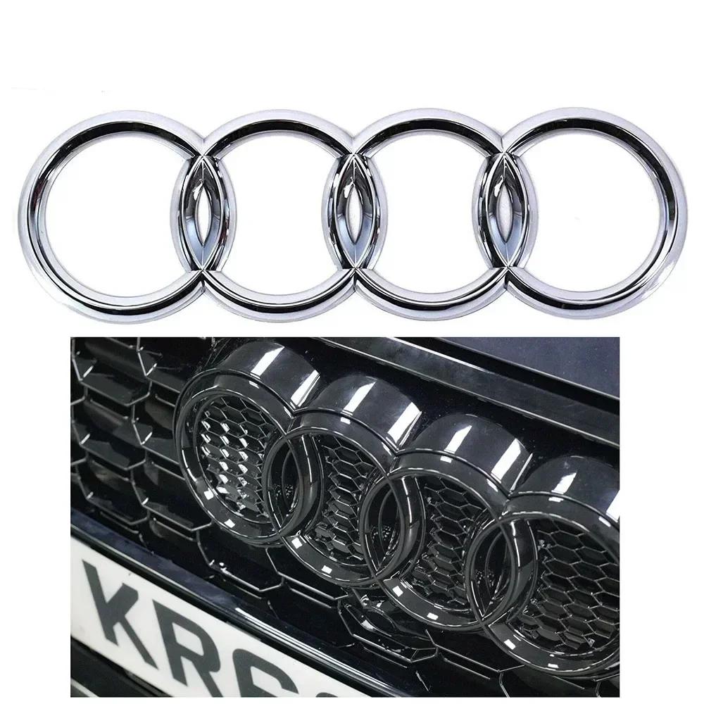 4-Ring Logo ABS Silver/Black Car Hood Front Bonnet Grill Rear Trunk Emblem Badge Sticker For Audi A3 A4 A5 A6 A7 Q2 Q3 Q5 Q8 TT