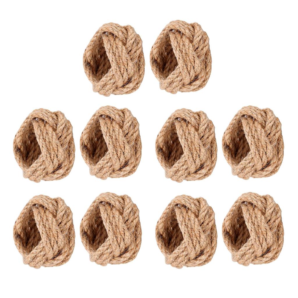 10PCS Woven Napkin Rings Set Jute Farmhouse Rustic Napkin Ring Holders Decor for Dinning Table Party Gathering Banquet
