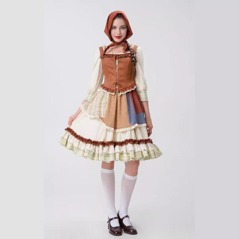 Halloween Medieval Adult Maid Manor Maid Farm Pastoral Dress Stage Costume