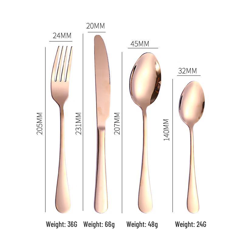 

Ruhan Minimalist Rose Gold Stainless Steel Flatware Set