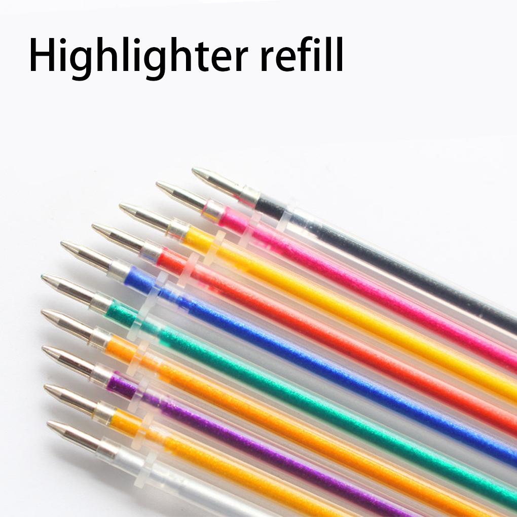 12 Pieces Gel Pen Refill Painting Drawing Stationery Replacement School Artist Office Marking Shinning Ink Ballpoint