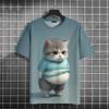 Funny Fat Cat T-Shirt Kid's 3d Printed Animal T-Shirts Kids Casual Loose Short Sleeved Oversized Tops Summer Streetwear Tees
